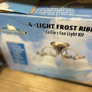 4-Light Frost Ribbed Ceiling Fan Light Kit - White and Gold